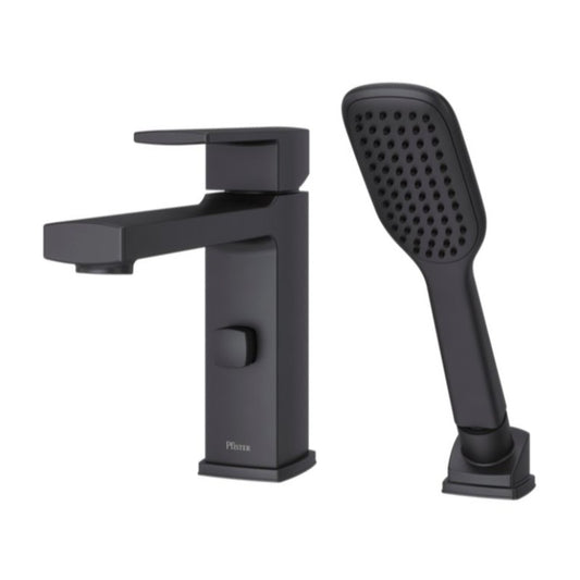 Deckard Single-Handle Roman Bathtub Faucet With Hand Shower in Matte Black