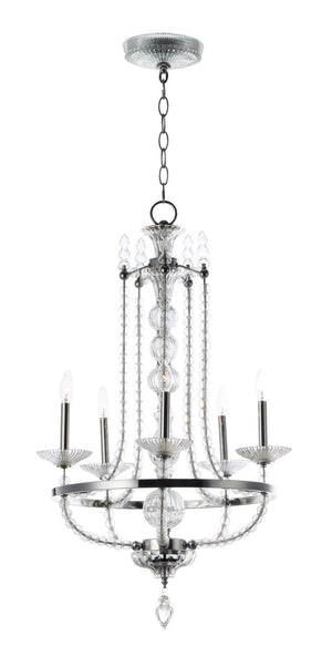 Paris 20.5' 5 Light Single-Tier Chandelier in Polished Nickel