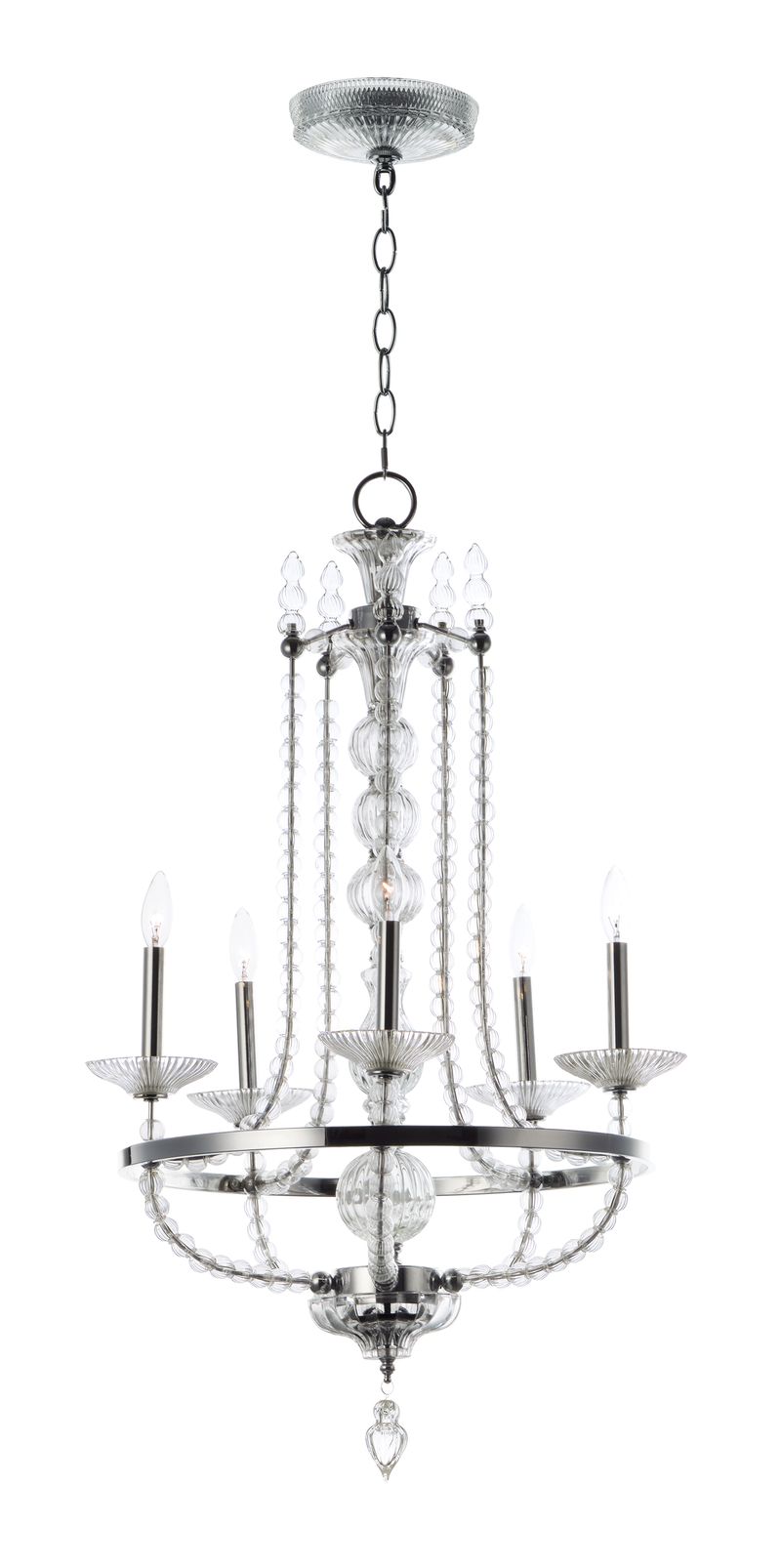 Paris 20.5' 5 Light Single-Tier Chandelier in Polished Nickel