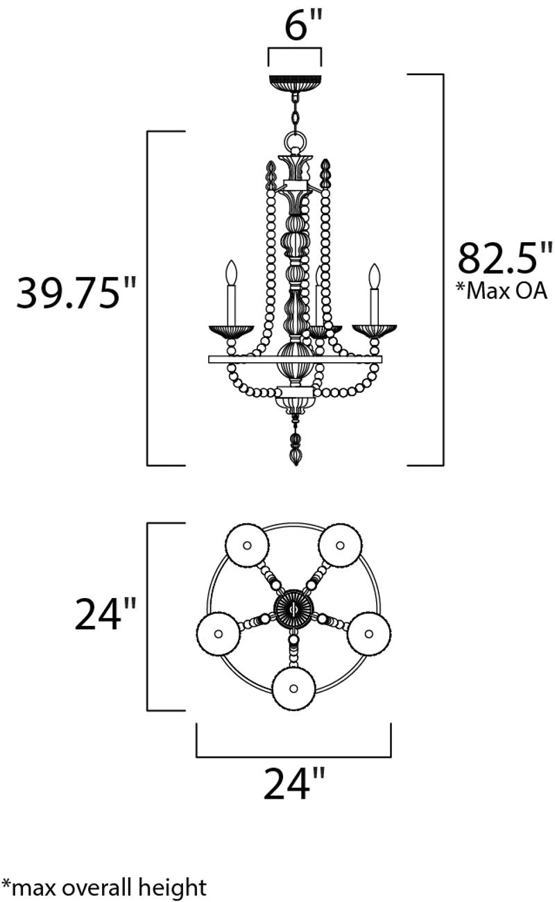 Paris 20.5' 5 Light Single-Tier Chandelier in Polished Nickel
