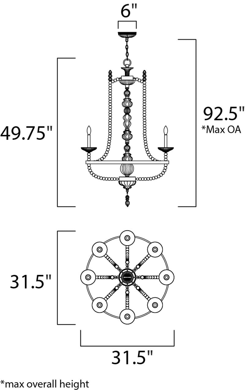 Paris 31.5' 8 Light Single-Tier Chandelier in Polished Nickel