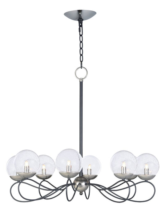 Reverb 31" x 26" Textured Black / Polished Nickel Chandelier with 8 Lights - (2700 Color Temperature)