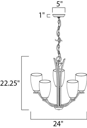 Rocco 24' 5 Light Single-Tier Chandelier in Polished Chrome