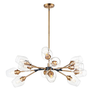 Savvy 46.25' 12 Light Chandelier in Antique Brass and Black