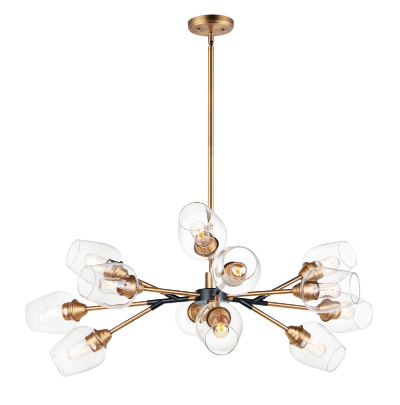 Savvy 46.25' 12 Light Chandelier in Antique Brass and Black