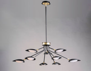 Scan 43.25' 9 Light Chandelier in Black and Satin Brass