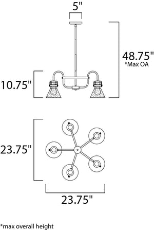 Seafarer 10.75' Chandelier with 5 Lights with bulbs included - Oil Rubbed Bronze
