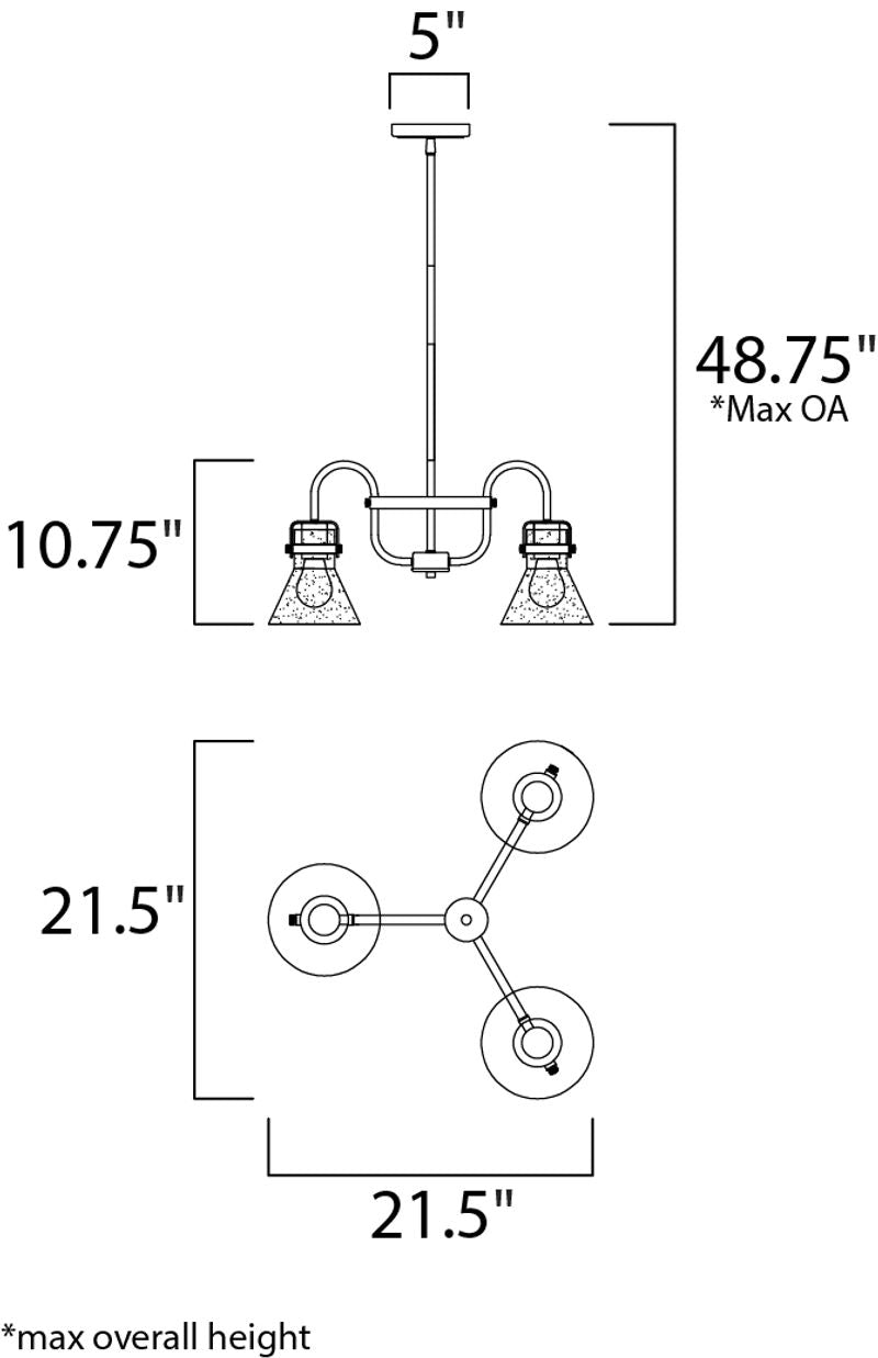 Seafarer 21.5' 3 Light Chandelier in Polished Chrome