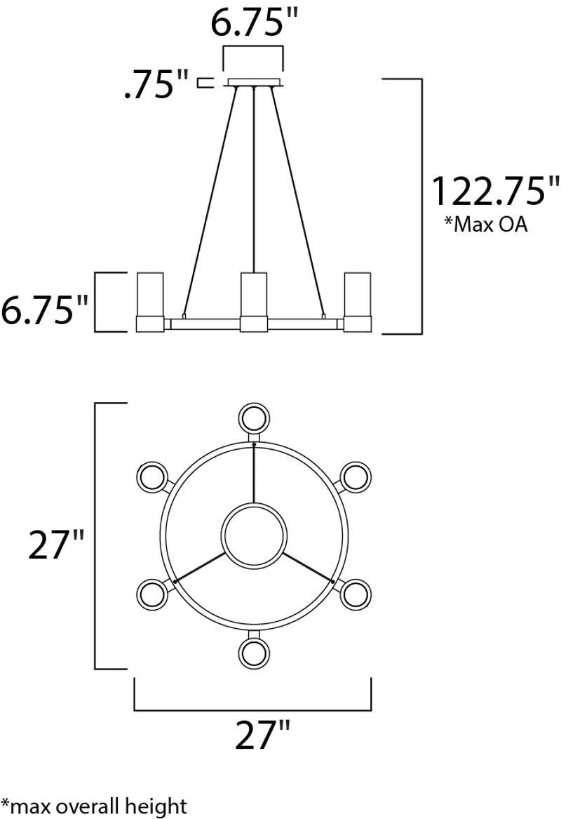 Silo 27' 6 Light Single-Tier Chandelier in Polished Chrome