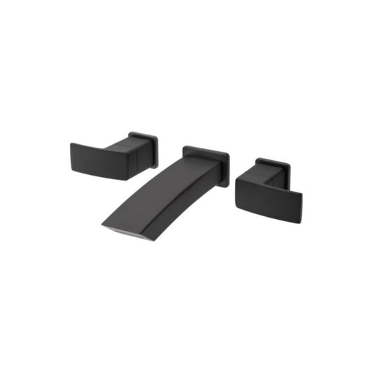 Kenzo Wall Mount Two-Handle Ribbon Bathroom Faucet in Matte Black