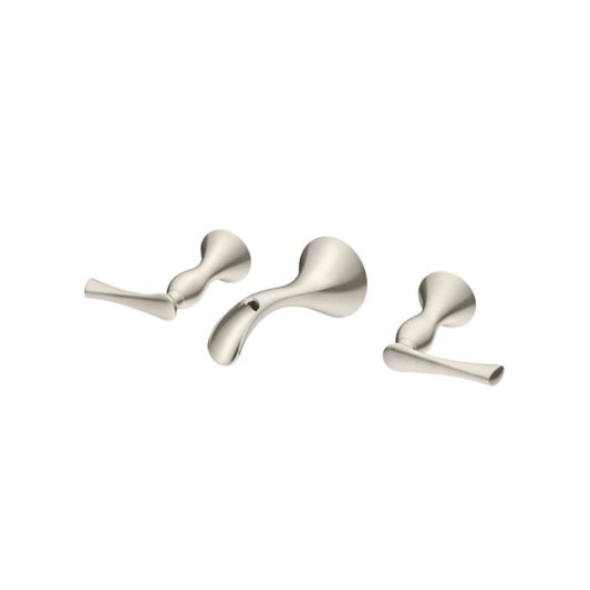 Rhen Wall Mount Two-Handle Bathroom Faucet in Brushed Nickel