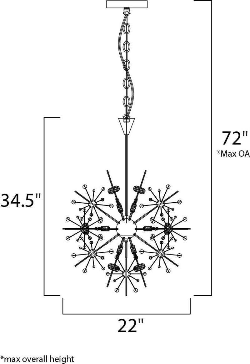 Starfire 22' 1 Single Light Single-Tier Chandelier in Polished Chrome
