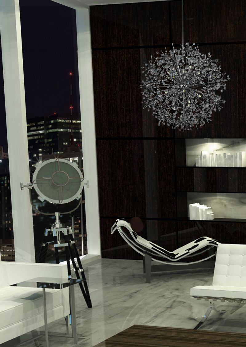 Starfire 32' 18 Light Single-Tier Chandelier in Polished Chrome