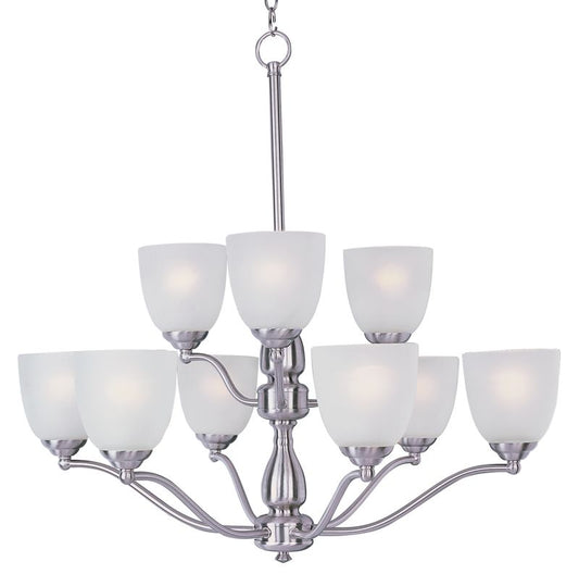 Stefan 30" 9 Light Multi-Tier Chandelier in Satin Nickel