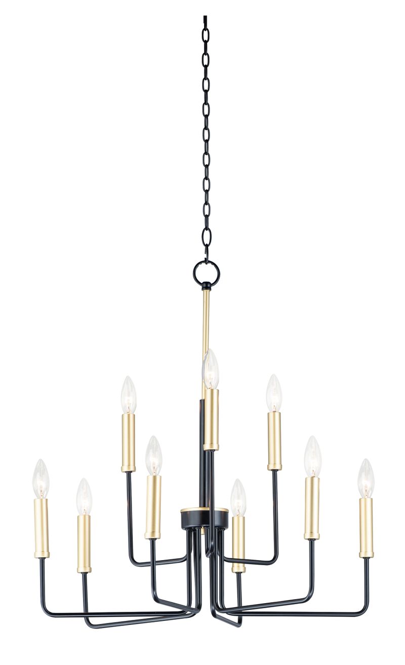 Sullivan 25' 9 Light Multi-Tier Chandelier in Black and Gold