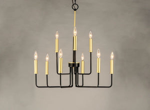 Sullivan 25' 9 Light Multi-Tier Chandelier in Black and Gold