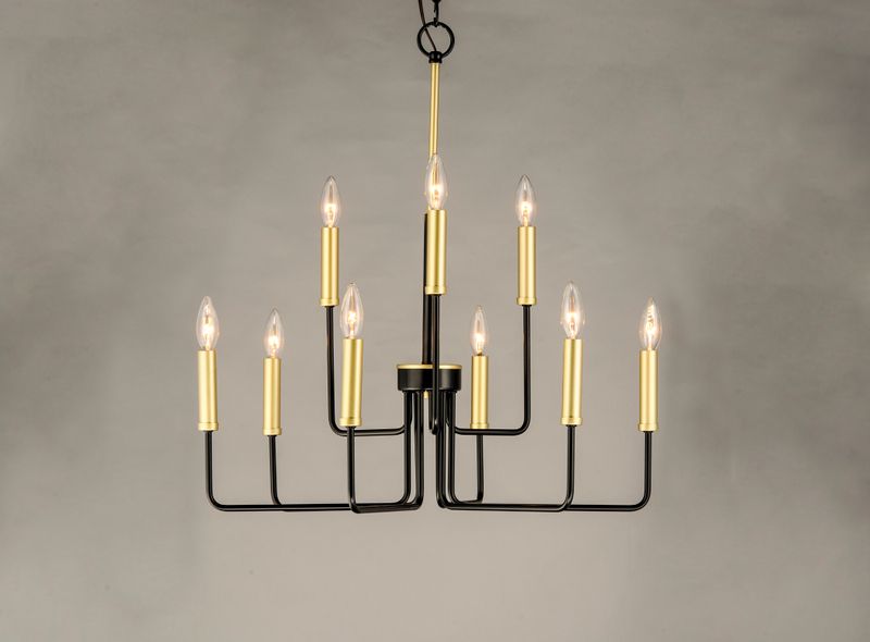 Sullivan 25' 9 Light Multi-Tier Chandelier in Black and Gold