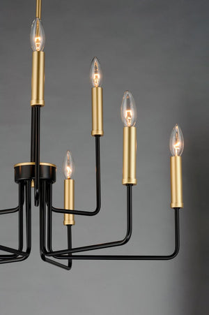Sullivan 25' 9 Light Multi-Tier Chandelier in Black and Gold
