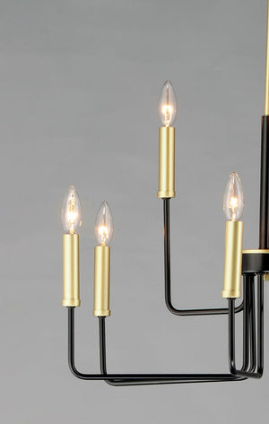 Sullivan 25' 9 Light Multi-Tier Chandelier in Black and Gold