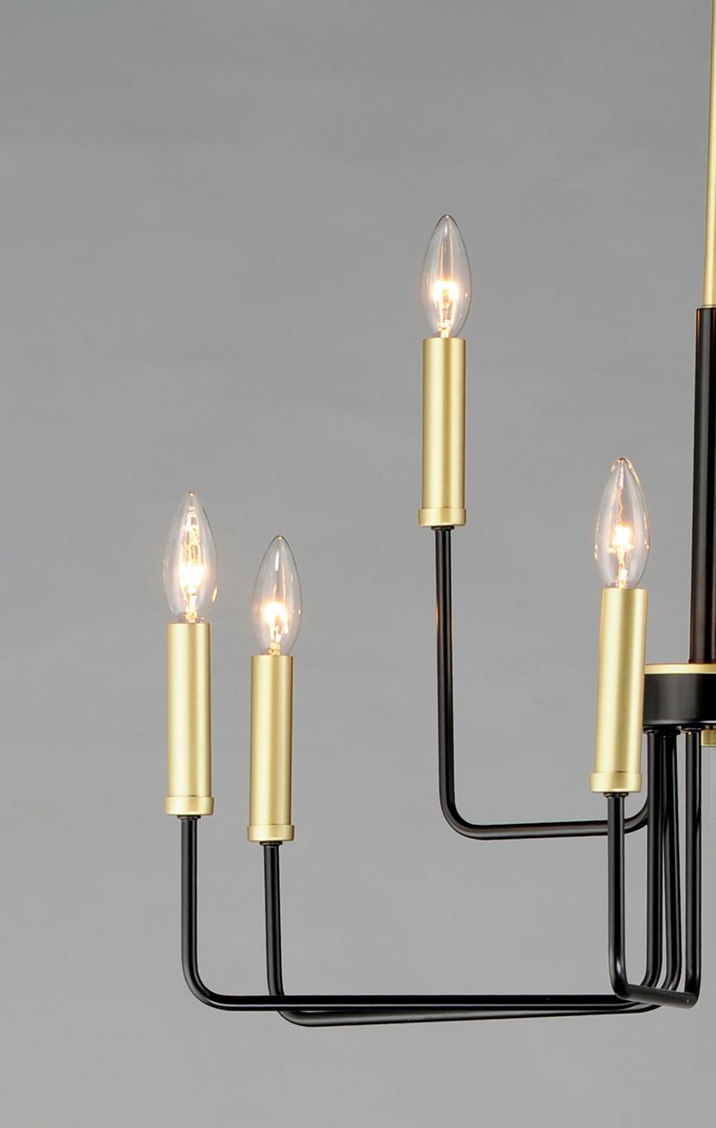 Sullivan 25' 9 Light Multi-Tier Chandelier in Black and Gold