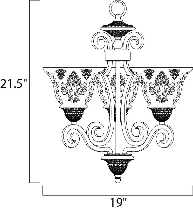 Symphony 19' 3 Light Mini-Chandelier Single-Tier Chandelier in Oil Rubbed Bronze