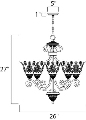 Symphony 26' 5 Light Single-Tier Chandelier in Oil Rubbed Bronze