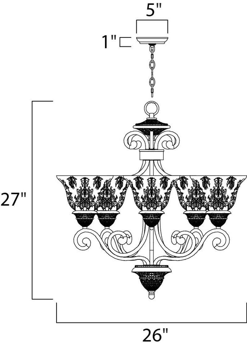 Symphony 26' 5 Light Single-Tier Chandelier in Oil Rubbed Bronze