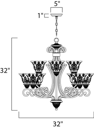 Symphony 9 Light Multi-Tier Chandelier in Oil Rubbed Bronze