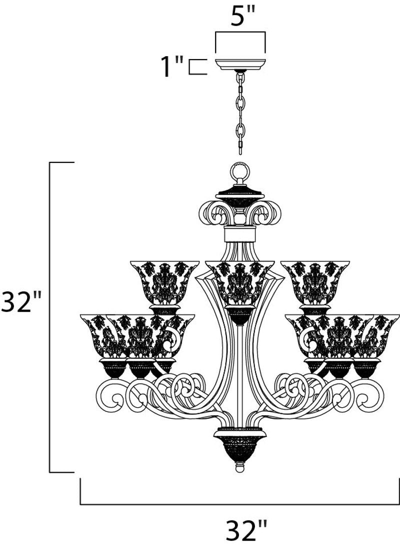 Symphony 9 Light Multi-Tier Chandelier in Oil Rubbed Bronze