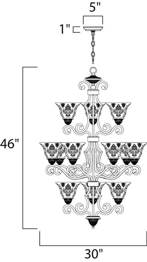 Symphony 30' 12 Light Multi-Tier Chandelier in Oil Rubbed Bronze