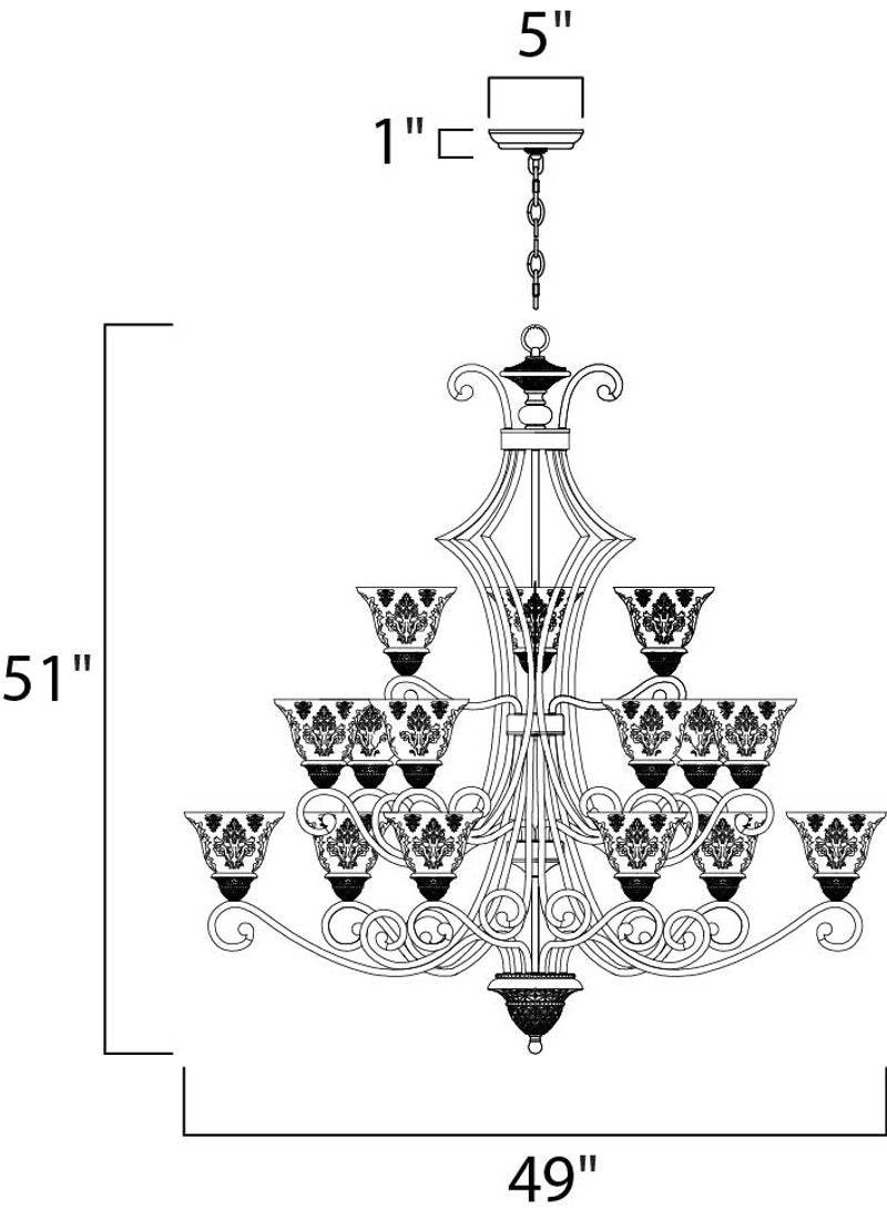 Symphony 49' 15 Light Multi-Tier Chandelier in Oil Rubbed Bronze