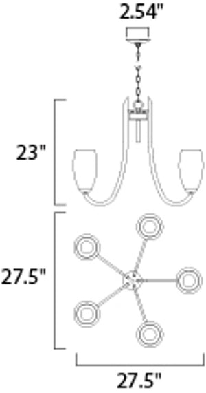 Taylor 27.5' 5 Light Chandelier in Textured Black