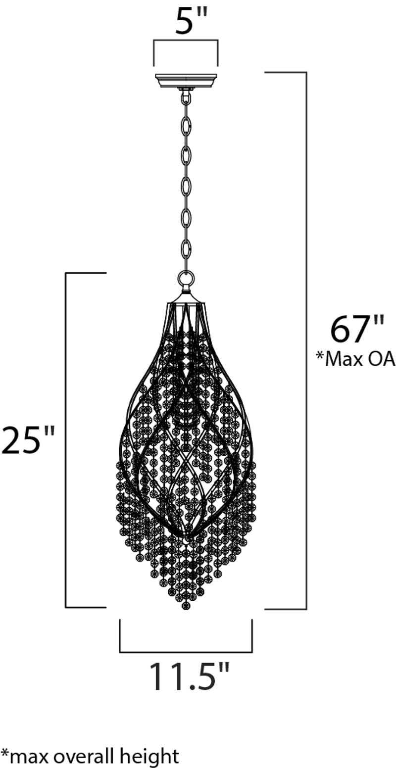 Twirl 11.5' Single Light Chandelier in Golden Silver