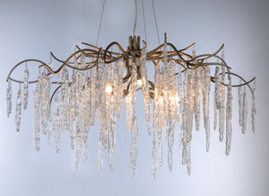 Willow 35' 8 Light Single-Tier Chandelier in Silver Gold