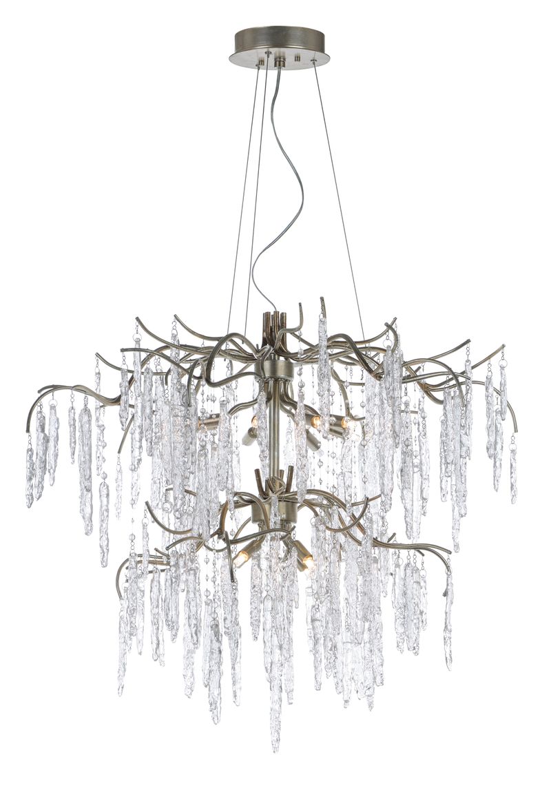 Willow 35' 12 Light Multi-Tier Chandelier in Silver Gold