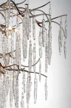 Willow 35' 12 Light Multi-Tier Chandelier in Silver Gold