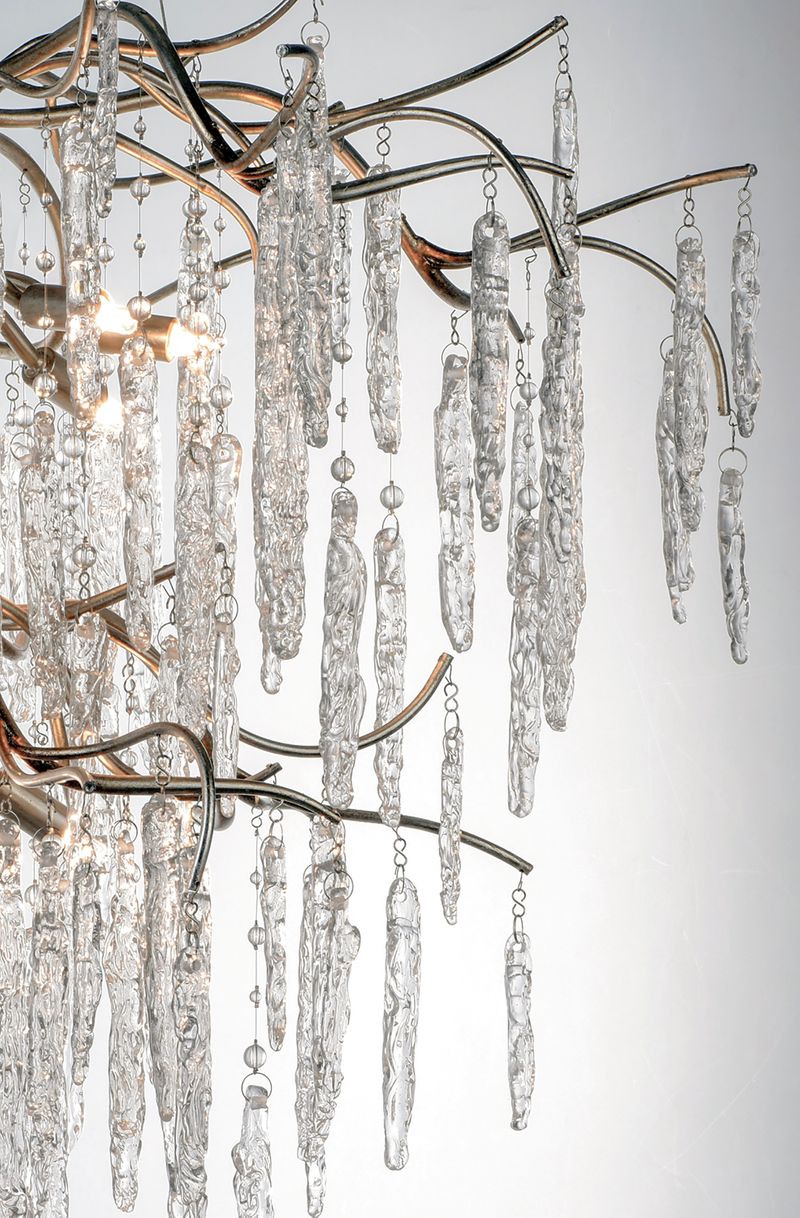 Willow 35' 12 Light Multi-Tier Chandelier in Silver Gold