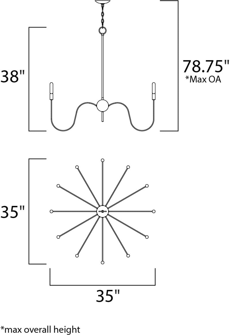 Willsburg 35' 12 Light Single-Tier Chandelier in Polished Nickel