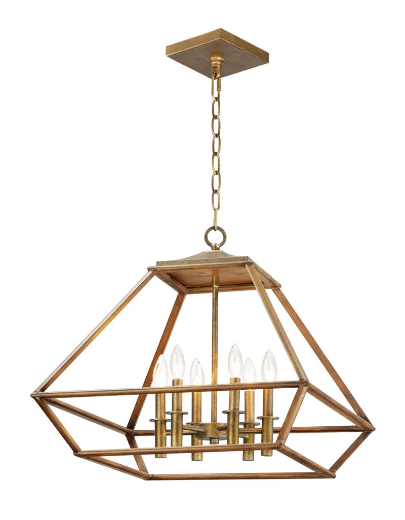 Woodland 23' 6 Light Chandelier in Hazel and Burnished Gold