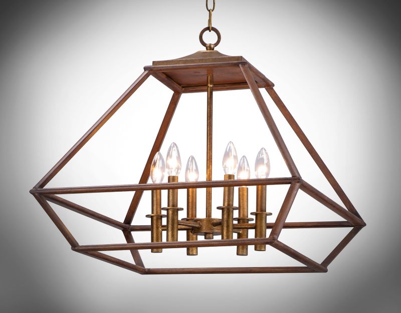Woodland 23' 6 Light Chandelier in Hazel and Burnished Gold