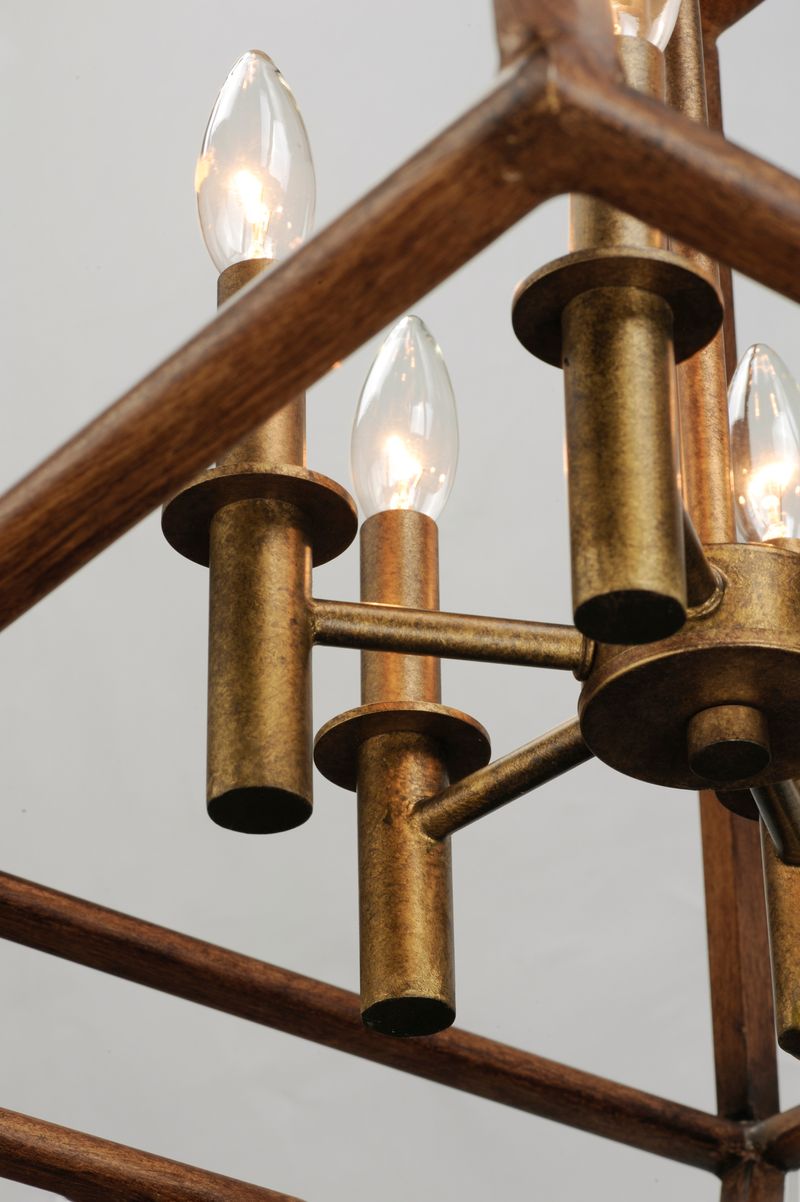 Woodland 23' 6 Light Chandelier in Hazel and Burnished Gold