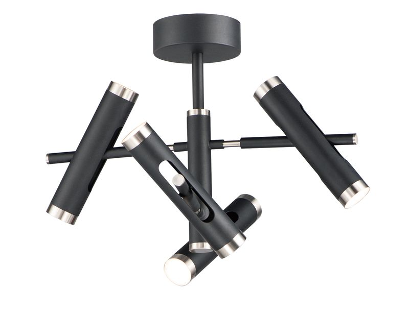 Ambit 24.75' 8 Light Semi-Flush Mount in Black and Satin Nickel