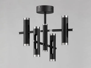 Ambit 24.75' 8 Light Semi-Flush Mount in Black and Satin Nickel
