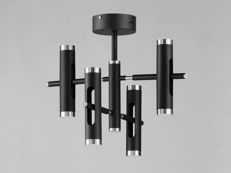Ambit 24.75' 8 Light Semi-Flush Mount in Black and Satin Nickel