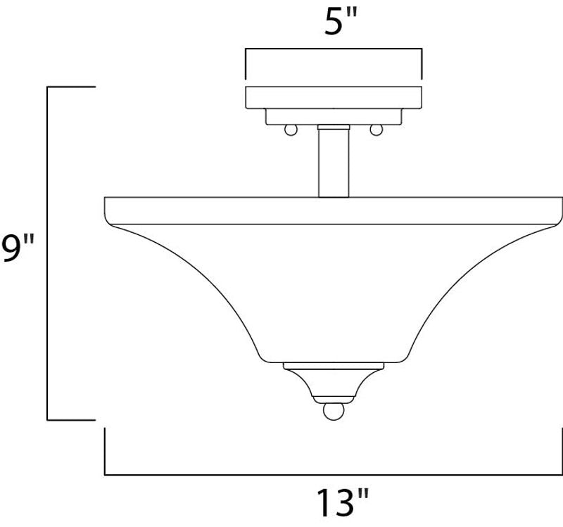 Aurora 13' 2 Light Semi-Flush Mount in Satin Nickel