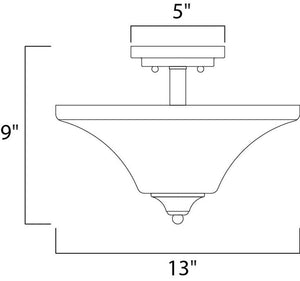 Aurora 13' 2 Light Semi-Flush Mount in Oil Rubbed Bronze