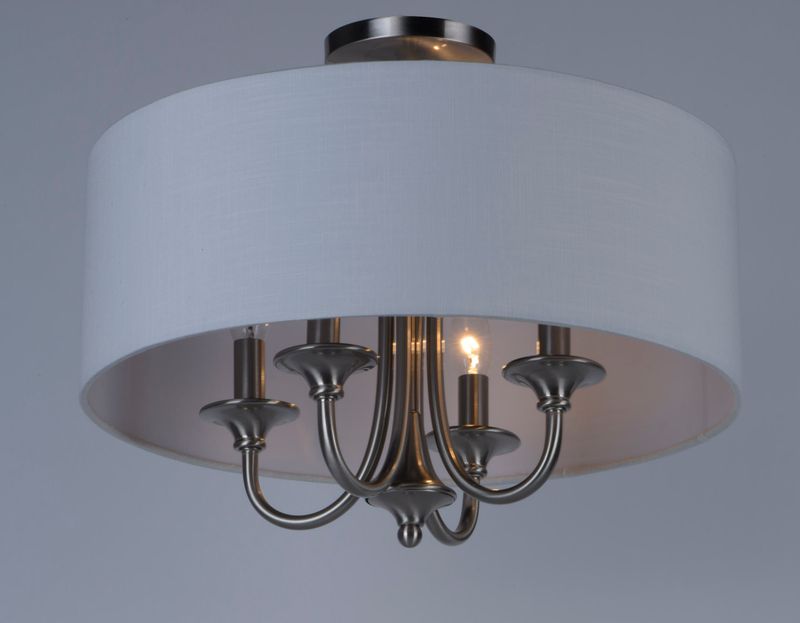 Bongo 18' 4 Light Single Pendant Semi-Flush Mount in Satin Nickel