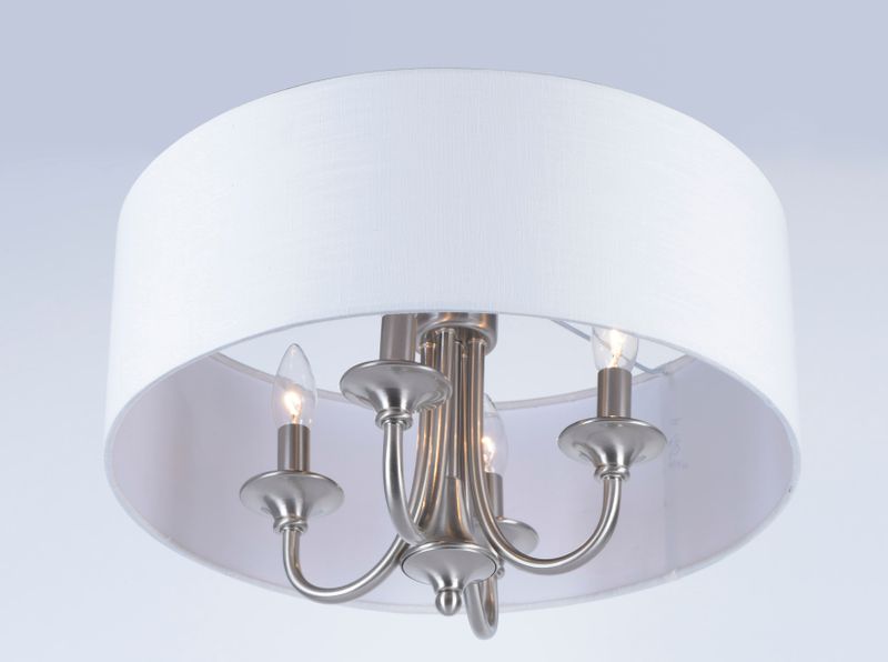 Bongo 18' 4 Light Single Pendant Semi-Flush Mount in Satin Nickel