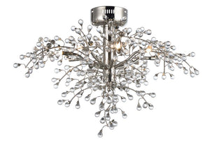 Cluster 28.5' 8 Light Semi-Flush Mount in Polished Nickel