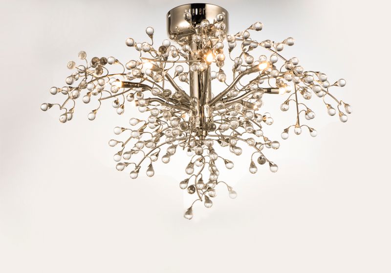 Cluster 28.5' 8 Light Semi-Flush Mount in Polished Nickel